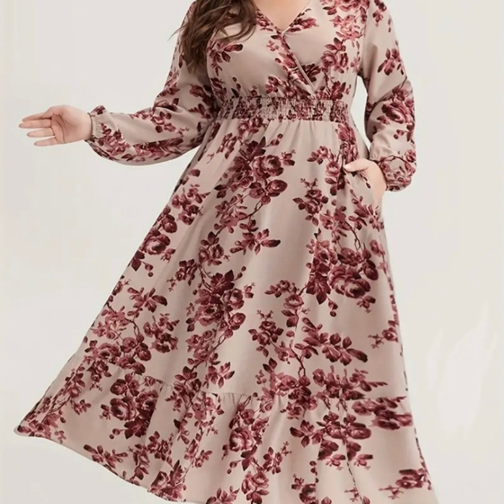 Dusty rose floral print dress